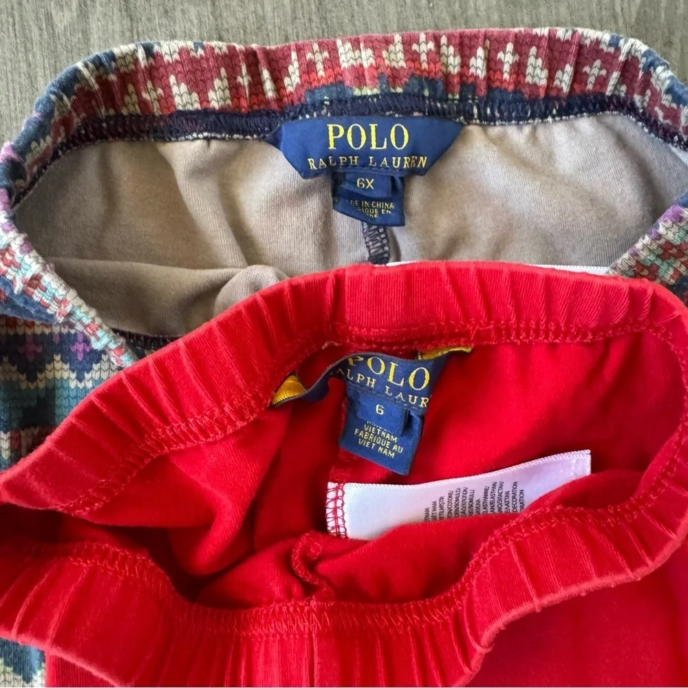 Polo Ralph Lauren girls red / Aztec Snowflake leggings bundle lot set size 6